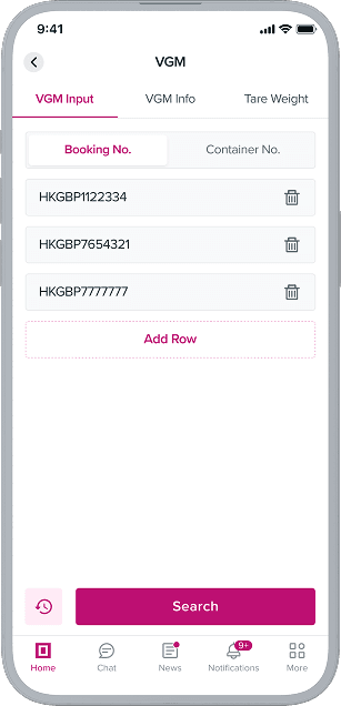ONE Mobile App VGM feature