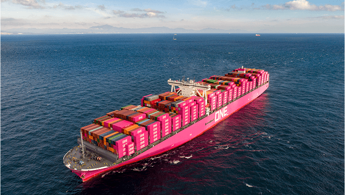 ONE ocean freight carrier transporting cargoes across the sea